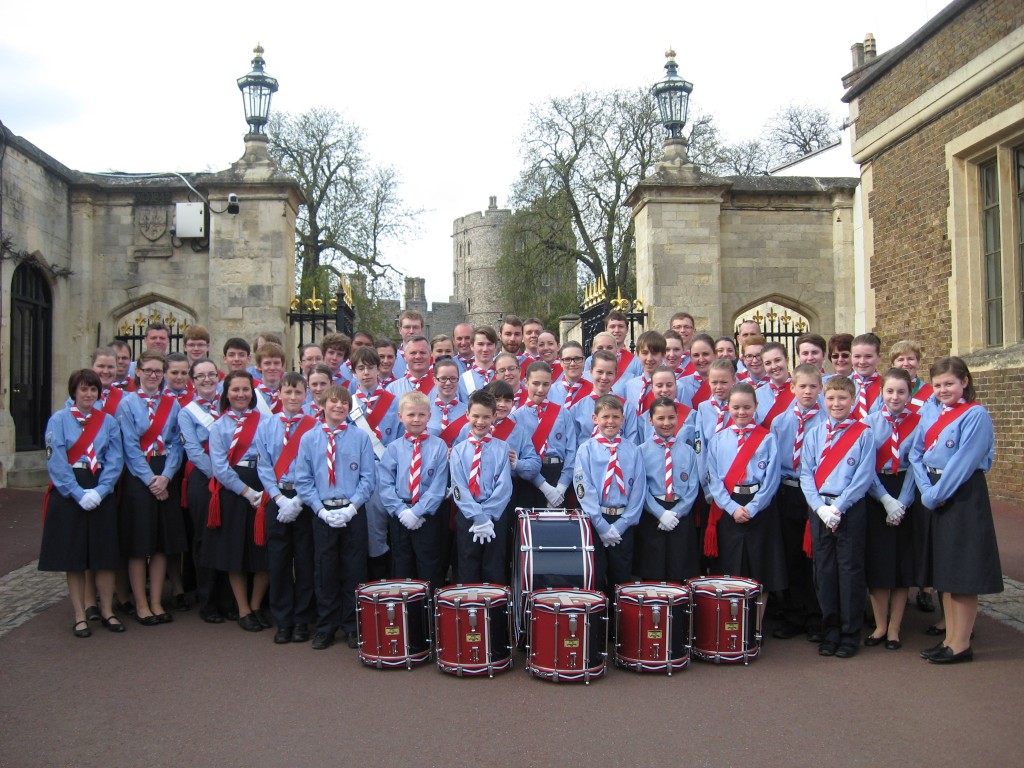 A final photo call looking up at the Castle from the Royal Mews - we couldn't leave our new drums out of the photo could we! Job well done all!