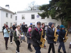 Marching past Gilwell Park's White House